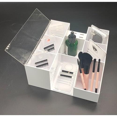 Cosmetic Organizer Eyelash Extension Tools Storage Box White Acrylic