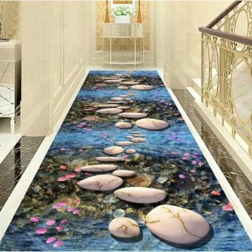 3D Floral Nordic Stair Carpet European Corridor Carpets Hotel Long Aisle Rug Home Entrance/Hallway Doormat Anti-Slip Floor Rugs