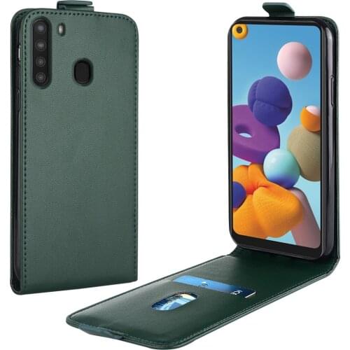 Flip Up and Down Leather Case for Samsung Galaxy A21 Case SM-A215U 6.5''Vertical Cover for Galaxy A 21 Case Phone Bag