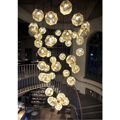 Creative light and shadow multi-faceted stainless steel ball chandelier restaurant bar bar tennis round metal chandelier decorat