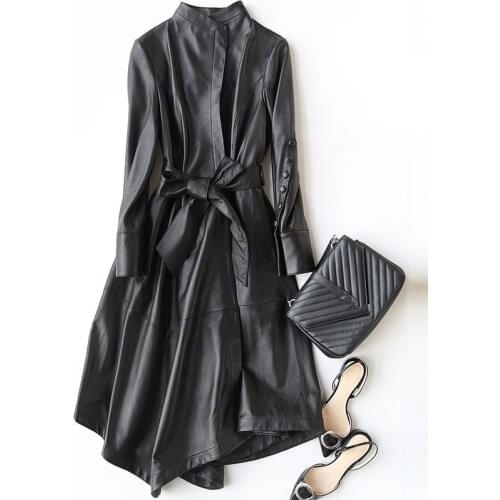 Genuine Leather Jacket 4040 Real Sheepskin Coats For Women Long Trench Coat Female Spring Autumn Jackets 44493 WYQ3388