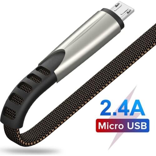 USB Micro Cable 1m 2.4A Nylon Fast Charge Data Sync Cord for Huawei Mate 8 Cell Phone Quick Charging Wire for Samsung J5 Tablets