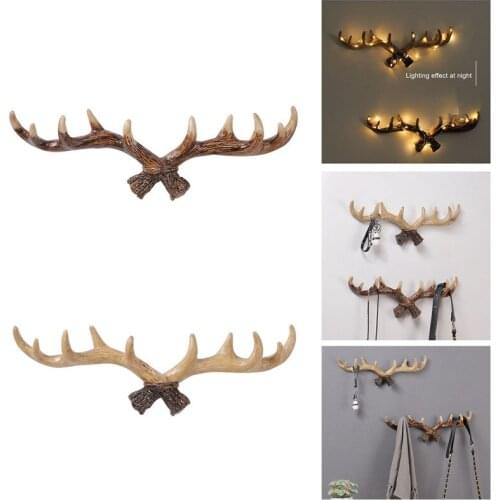 Retro Mini Personality Antler Hook Home Wall Coat and Hat Key Hook Wall Decoration Resin Decoration Wall Hanging Home Decoration