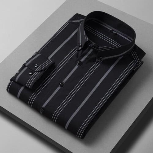 2021 autumn new Casual striped shirt men Mens Long Sleeve Standard Fit Button Down Shirt Oversize 8XL 9XL 10XL