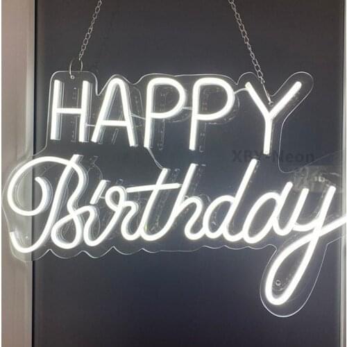 Custom Happy Birthday Neon Sign Flex Led Custom Birthday Party Wedding Neon Decor Hangs Sign Home Room Wall Decoration Ins