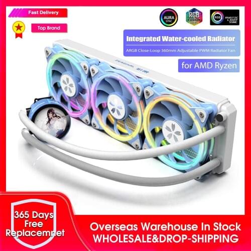 Yeston CPU Liquid Cooler Cooling Fan All-in-One ARGB Close-Loop 360mm Adjustable PWM Radiator Fan for AMD Ryzen