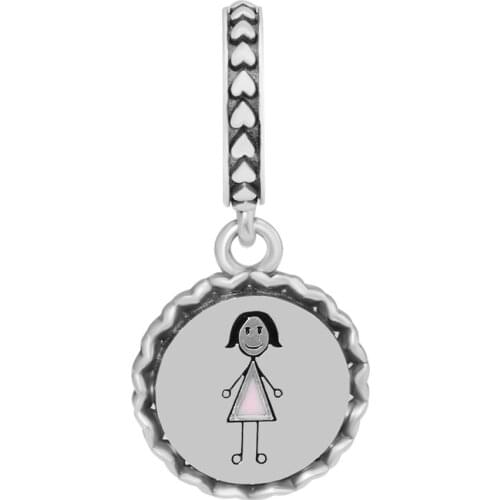 Authentic 925 Sterling Silver Mom Stick Figure Dangle Charm Fits Pandora Bracelet DIY Beads for Jewelry Making Wholesale