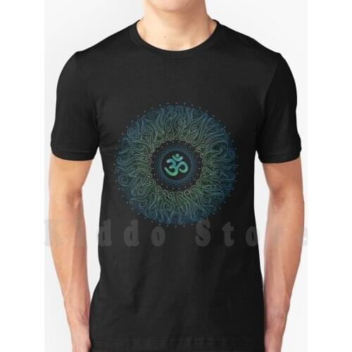 Pranava Yoga. Shanti Om. Mandala T Shirt Cotton Men Diy Print Cool Tee Yoga Shiva Om Mandala Pattern Trance Psychedelic