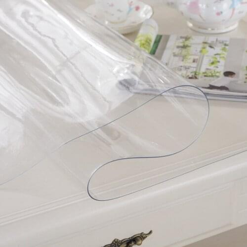 LBER Transparent Waterproof Tablecloth PVC Table Cloth Solid Pattern Oil-Proof Tablecloth Glass Soft Cloth 1.0mm Desk Mat Cover