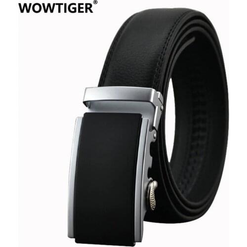 WOWTIGER Belt New Male Designer 3.5cm black Automatic Buckle Cowhide Leather men belt Luxury belts for men Ceinture Homme