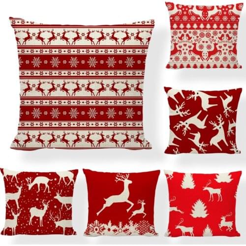 Christmas Day Theme Sofa Cushion Cover Home Decoration Sofa Bed Decor Pillowcase Cartoon Santa Claus Pillow Cover 45*45cm