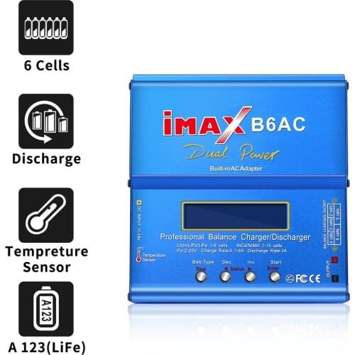Blue 80W iMAX B6AC 100V-240V Lipo NiMH 3S RC Lithium Battery Balance Charger Digital LCD Screen RC Hobby