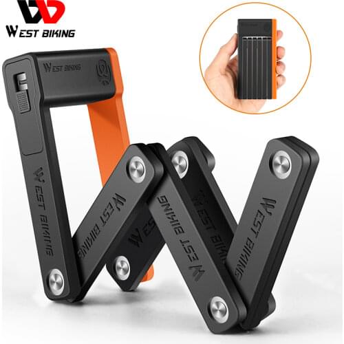 WEST BIKING Bike Anti Theft Mini Foldable Chain MTB Road Bicycle Password Lock Chain Cable Padlock Motorcycle Lock For Bicycle