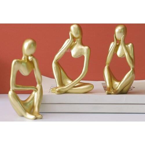 Modern Thinker Sculpture Creative Figurine Home Sandstone Shelf Statues Abstract Thinker Figurine Statue for Home Decor Office