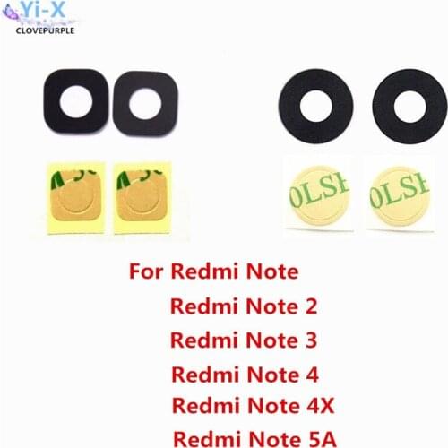 2pcs/lot Rear Back camera glass lens for xiaomi Mi Redmi note 2 3 4 4X 5A lens For Redmi Note2 note3 note4 note4X note5A