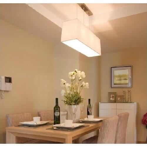 LED fabric rectangle pendant lamps E27x3 Contracted sitting room dining-room American style droplights