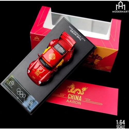 TimeMicro 1:64 ModernArt RWB 993 CHINA AARON Double-deck Wing Diecast Model Car
