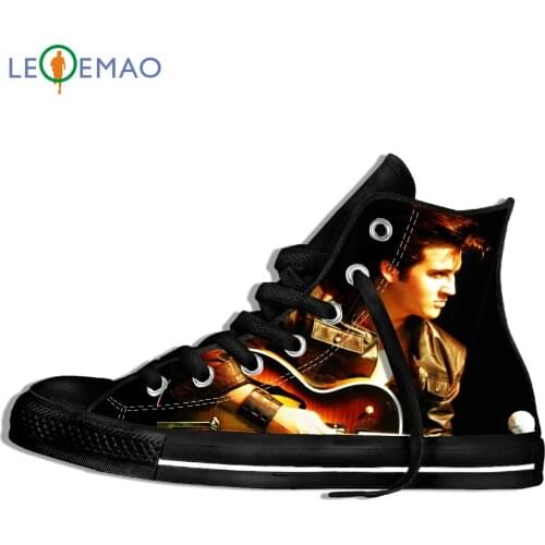 Custom 3D Printing Elvis Presley High Top Canvas Boots Lace Up Lightweight Canvas Unisex Sneaker Casual Footwear For Men Women