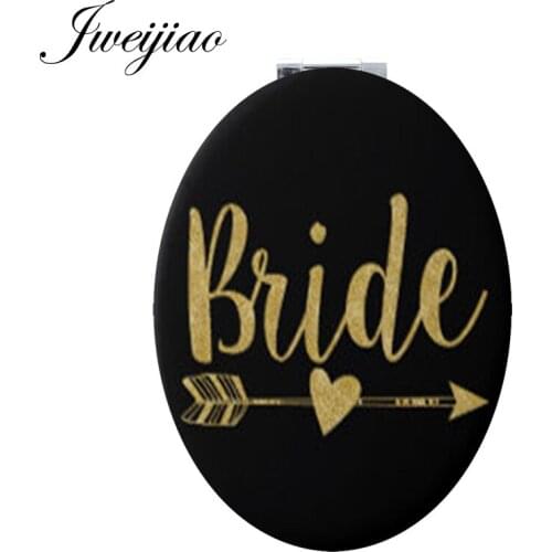Youhaken letters bride Cupids arrow logo Beauty Oval Double Sides make up Mini mirror for spouse engagement BM01