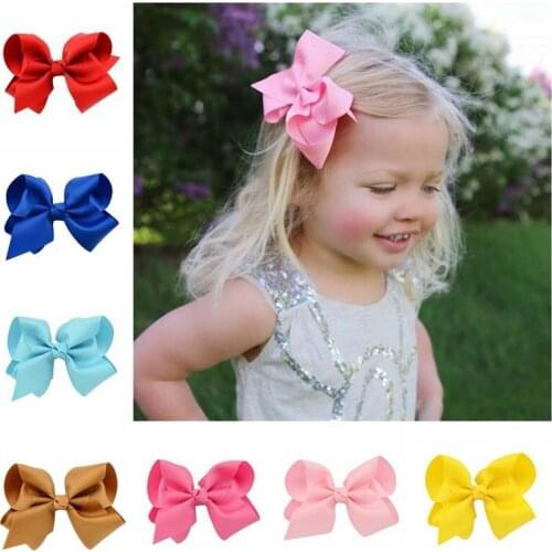 QBaby Girls Solid Color Big Bowknot Ribbons Satin Hair Clip Hairpin Hairgrip Barrette Sweet Headwear Kids Clips Hair Accessories