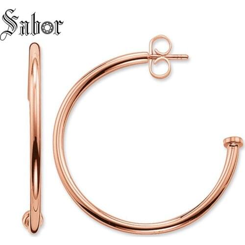 Hoop Hinged Large Creole Rose Golden Carrier For Women High Quality Earring Fashion Jewelry thomas