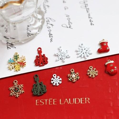 10pcs Cute Christmas Womens Earrings alloy red socks gloves Rhinestone snowflake pendant diy jewelry earrings bag accessories