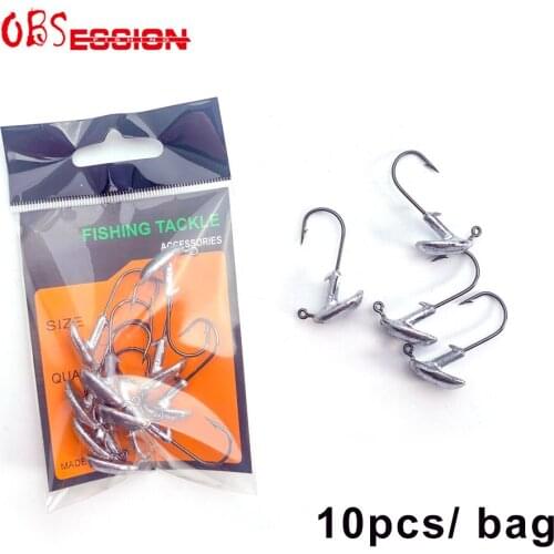 10pcs/bag 3.5g 5g 7g 10g 14g Tumbler Lead Head Hook Jig Bait Fishing Hook For Soft Lure Fishing Tackle Fishing Tackle Accessorie
