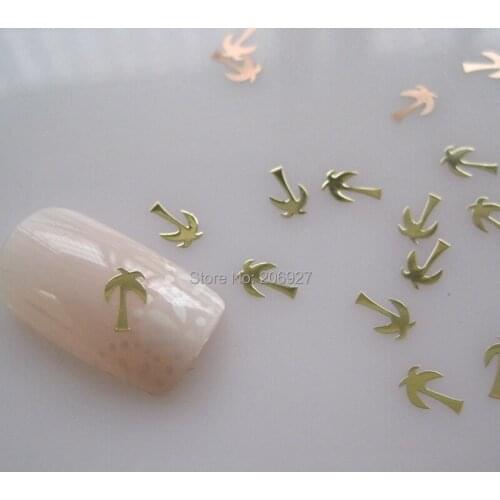 MS271-2 100pcs Gold Cute Palm Tree Metal Sticker Nail Art Metal Sticker Nail Art Decoration Non-adhesive Sticker