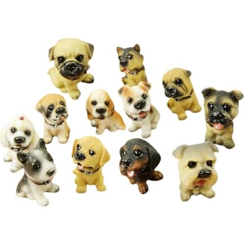 12Pcs Resin Sitting Puppy Dog Home Statue Sculpture Figurine Dollhouse Ornament