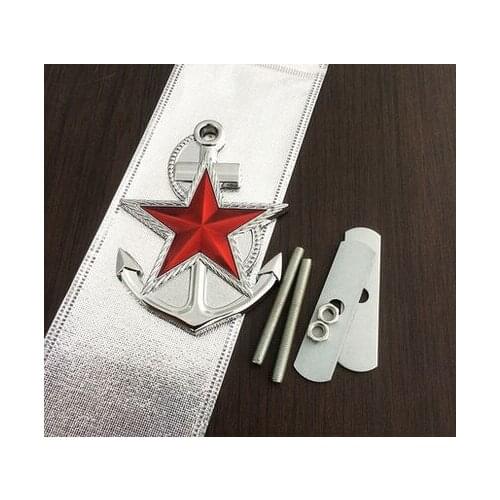 3D Metal Silver Five-pointed Anchor Stars Auto Emblem Badge Sticker Decal Car Accessories