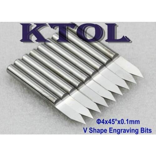 4MM 45 Degree V Carving PCB CNC Wood Router Bits Tungsten Carbide Cutter End Mill Set 0.1-0.5mm Tip Engraving Bit Milling Tools
