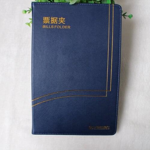 Free Shipping A4 Hardcover Dark Blue PU Leather Spiral PVC Inside Pages Bills Folder ,OEM Welcome
