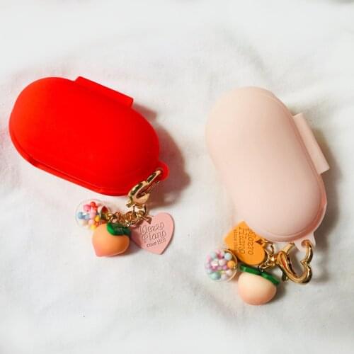 With Peach Keyring Buds+ Headphones Case for Samsung Galaxy Buds+ Buds Plus Case Luxury Keychain Case for Galaxy Buds Plus Cover