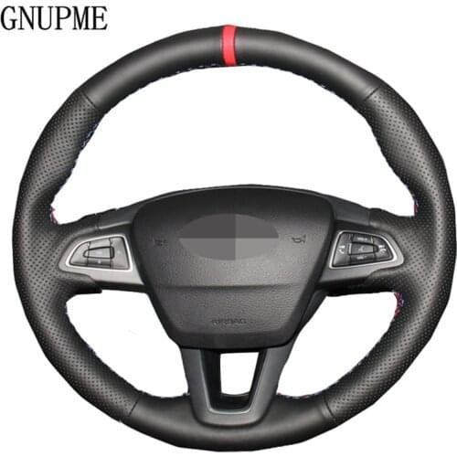 Artificial Leather Steering Wheel Cover Volant for Ford Focus 3 2015 2016 2017 2018 Escape 2016 2017 2018 Kuga 2016 2017 2018