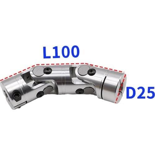 Aluminum Universal Coupling Double Section Shaft Precision D25 L100 GHA Telescopic Cross Universal Joint Transmission Joint WSSP
