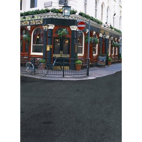 Shops Potted Bicycle Building Street Photographic Background Custom Backdrop for Portrait Children Baby Photoshoot Fond Photo