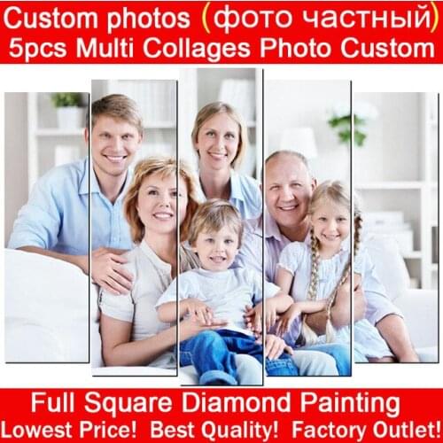 Photo custom 5PCS Multi-picture Combination 5D DIY Diamond Painting Cross Stitch full Rhinestone Diamonds Embroidery mosaic