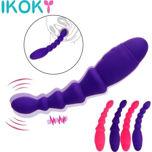 IKOKY Vibrator Anal Plug Vaginal Stimulator Anal Bead 10 Speed Butt Plug Prostate Massage Sex Toys for Women Men Fexible Bending