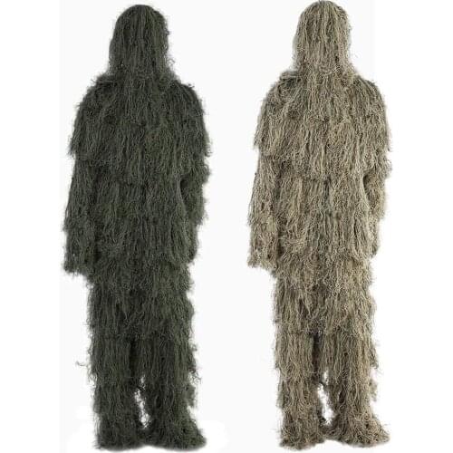 3D Leaf Camo Woodland Sniper Ghillie Suit Kit Cloak Military Polyester Outdoor Camouflage Jungle Hunting Birding Suits Wholesale