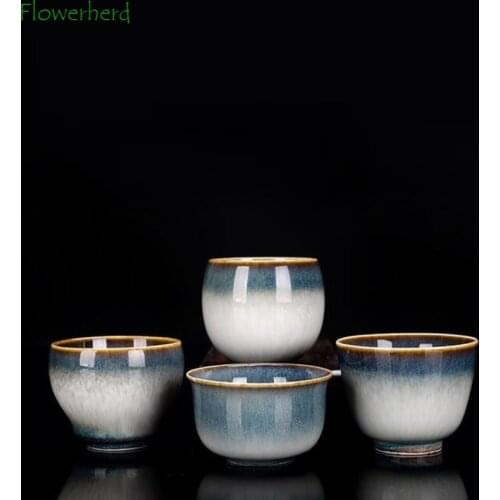 Kiln Baked Ceramic Porcelain Teacup Teaware Temmoku Glaze Master Cup Teacup Tea Kung Fu Tea Cup Small Cup Kung Fu Tea Cup