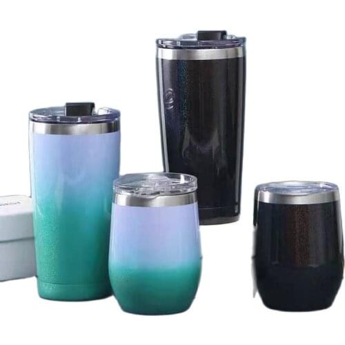 Set Rainbow Paint U-shaped Egg Cup 304 Stainless Steel Party Red Wine Outdoor 20oz Car Thermos Cup Eggshell Cup Straw Cup Gift