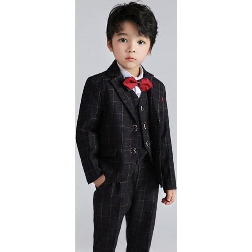 Little Prince Baby Boys Wedding Suit Kids Jacket+Vest+Pants 3Pcs Tuxedo Clothing Set Gentleman Children Graduation Party Costume