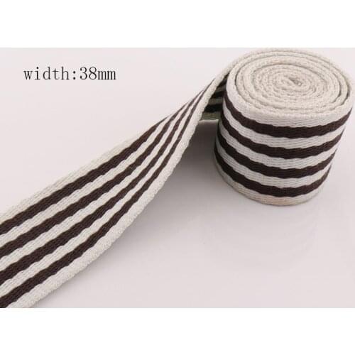 Soft ribbon Strap 38mm Black striped Webbing Ribbon Collar strap Handbag ribbon Strap Lanyard Ribbon Bag Strap