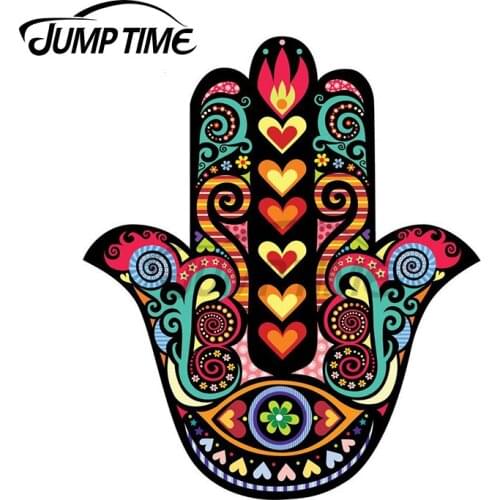 Jump Time 13 x 11.1cm Hamsa Hand Car Stickers Scratch-proof Window Personality Decal Graphics for Vehicle Bumper