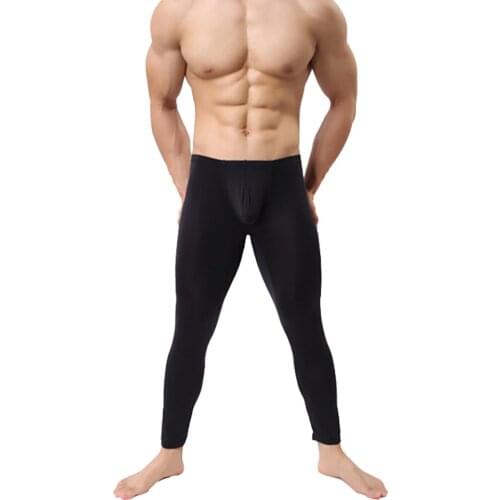 2019 New Ultra-thin Mens Fashion Sexy Tights Low Waist Solid Color Warm Leggings Casual Comfortable Stretch Trousers