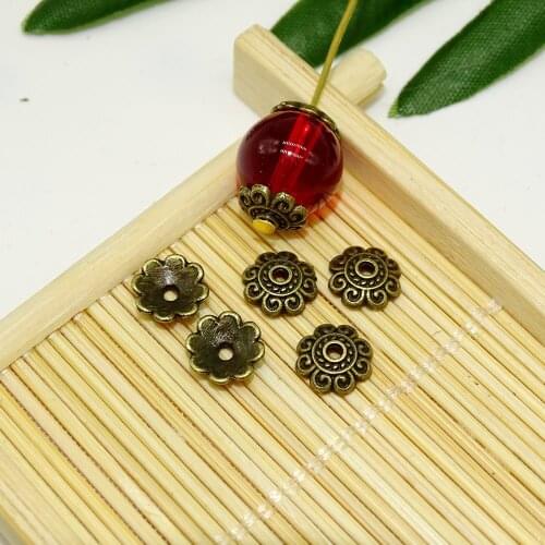 Wholesale 100pcs in Bulk Bronze Flower Metal Bead Caps DIY Jewelry Making