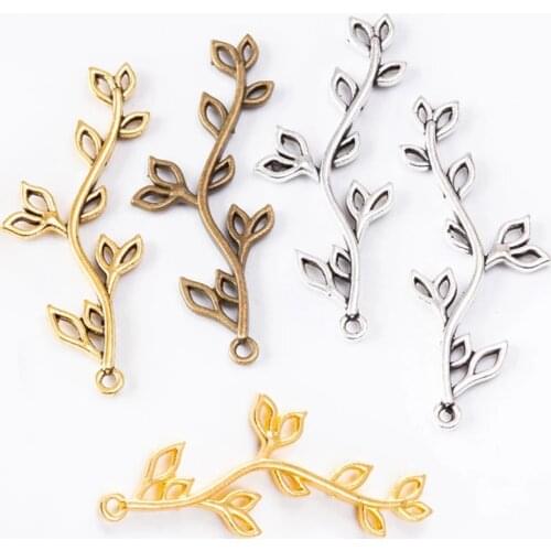 20pcs DIY Metal Leaf Charms Pendants Tree Branch for DIY Necklace Bracelet Craft Jewelry Making Components Crafts Wholesale