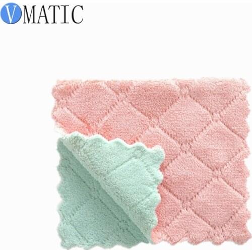 Hangable coralline velvet towel washcloth kitchen cleaning towel does not drop wool water absorbent dishcloth