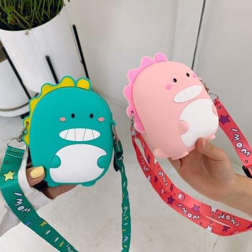 Dinosaur Waist Bag Cute Girl Travel Wallet Children Backpack Silicone Mini Satchel Bag Messenger Bags Kids Cartoon Bags