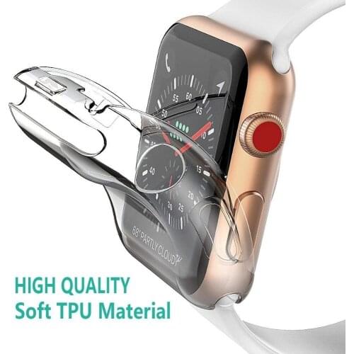 Transparent Cover for Apple Watch Series 6 3 2 1 38MM 42MM 360 Full Soft Clear TPU Screen Protector Case iWatch 4 5 44MM 40MM